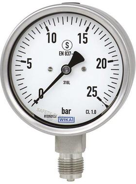 威卡（WIKA）232.50.063 不锈钢波登管压力表，径向安装