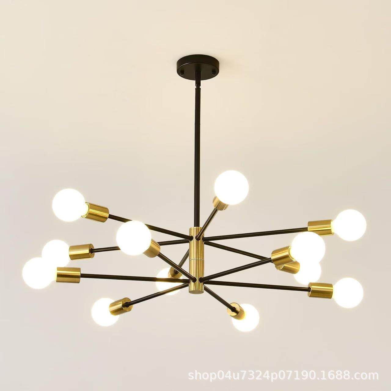 跨境亚马逊枝形客厅吊灯美式乡村复古工业风简约餐厅灯吸吊两用