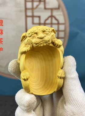 黄杨木雕貔貅禅意茶勺摆件
