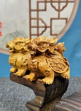 新中式崖柏金钱招财龙龟手把件