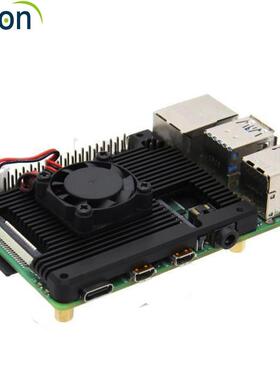 树莓派4B Raspberry Pi 4B马甲铝制散热器散热片带散热风扇送铜柱