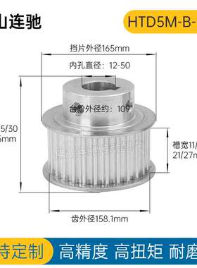 同步轮HTD5M-100齿 精加工内孔 20 22 24 25 BF型 同步带轮 铝合