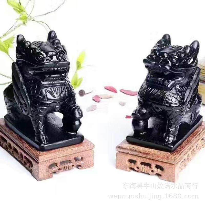 黑曜石麒麟摆件 大号麒麟摆件 吉祥圣物气 气福气气麒麟吉祥