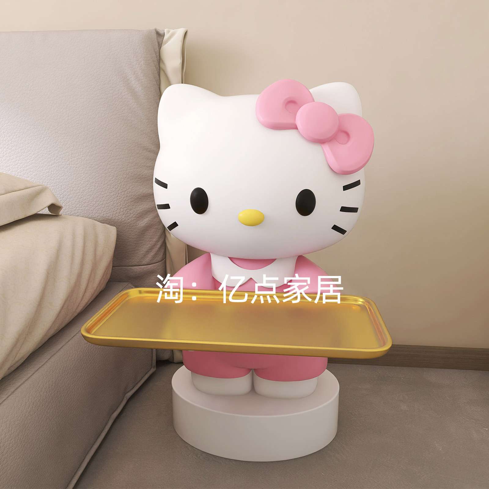 新居玄关现代创意软装落地HelloKitty猫咪客厅电视柜高档收纳摆件