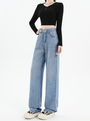 2025秋季新款莱塞尔高腰牛仔裤