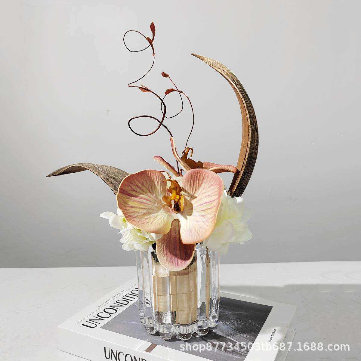 现代仿真花样板房茶几客厅餐桌花艺小桌花装饰品假花道具摆设摆件