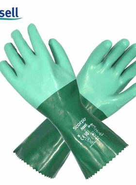 Ansell安思尔 08-354氯丁橡胶防化手套Scorpio内织棉衬35cm长绿色