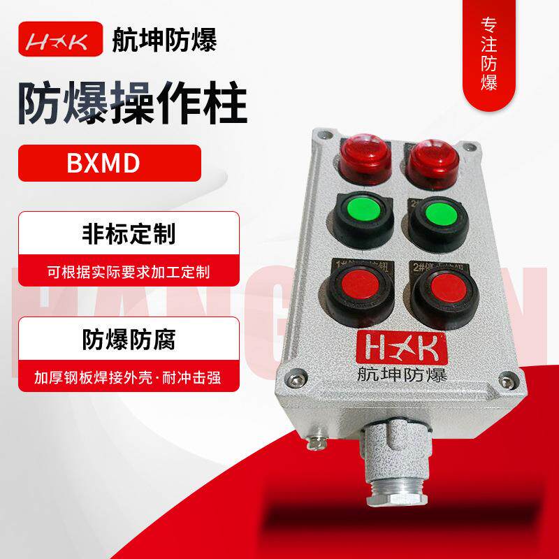 厂家直供防爆操作柱接线箱带总开关1进8出电源线接线端子箱配电箱