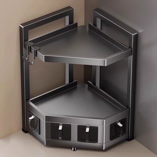 厨房置物架台面转l角多功能整理三角墙角调料品调味罐多层收纳架