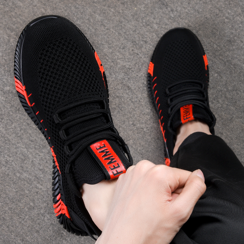 男鞋2021年新款潮夏季网面休闲飞织透气防臭男士运动鞋潮流鞋子男