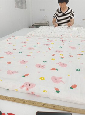 a无荧光剂纯棉绉纱婴幼儿宝宝棉花被褥子包被包毯单被Y泡泡纱包毯