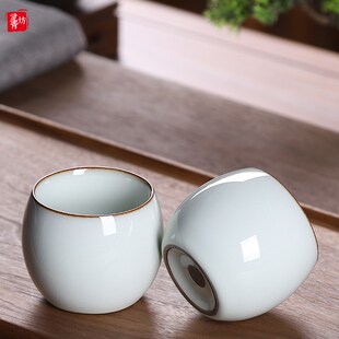手工主人杯单杯男士女士个人品茗杯陶瓷茶M盏青瓷哥窑开片功夫茶