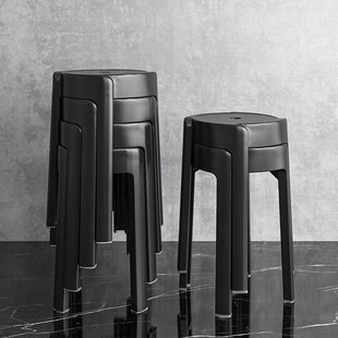 塑料圆凳家用加厚餐桌凳可叠放熟胶椅子板凳N大人结实耐用风车凳