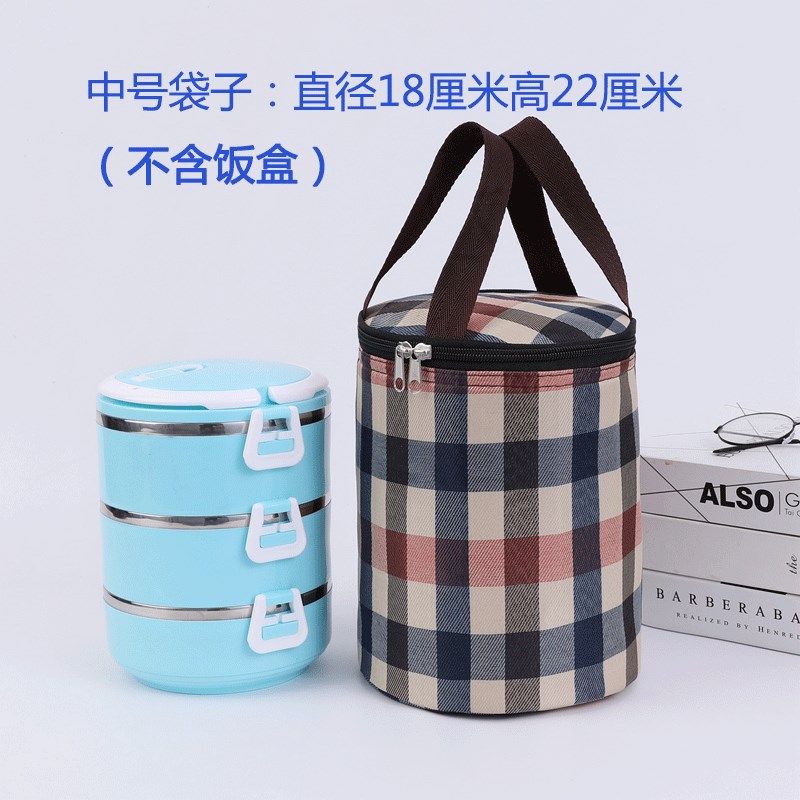 圆形保温饭盒袋保温袋带饭的手提袋子帆布便当包加厚铝箔饭盒包包