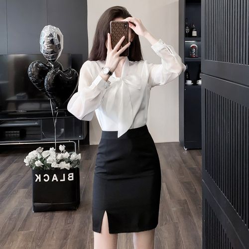 工作服职业气质女衬衫套装2024新款春秋白色衬衣制服X前台接待工