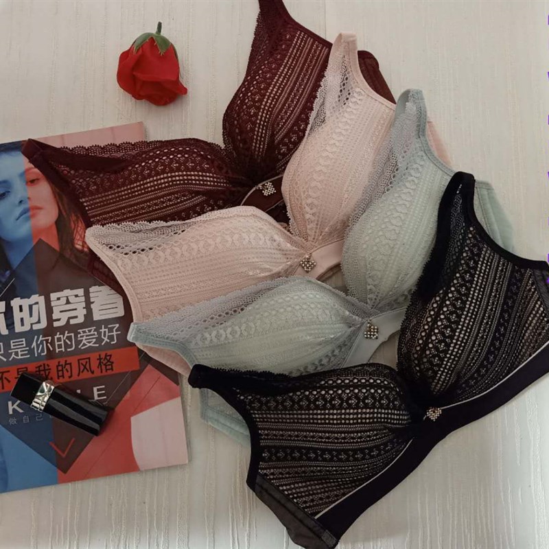 金薇KIVIE玲珑款o文胸小胸内衣轻巧薄型蕾丝无钢圈一片式无痕聚拢