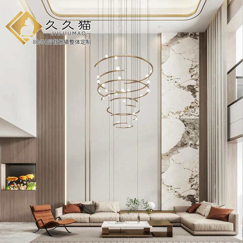 红网款装饰木奢栅沙发岩别墅墙复式板电视墙背景墙轻木格实木饰面