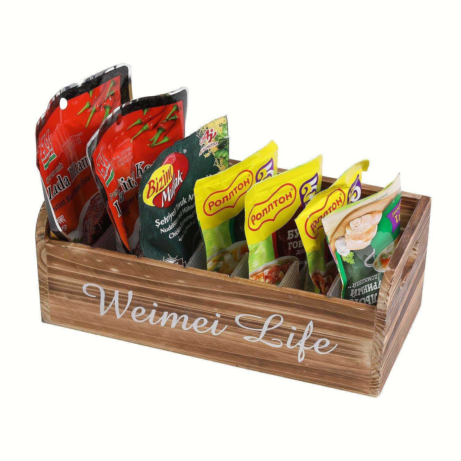 1件木制调料收纳盒 桌面分格整理盒 可挂墙厨房调味料收纳盒