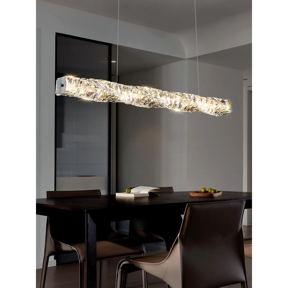 餐厅灯吊灯水晶轻奢灯现代简约饭厅餐桌吧台长条创意设计师款
