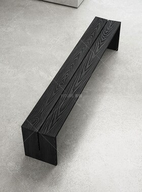 白蜡木黑色换鞋凳长条凳餐凳简约实木侘J寂风凳椅餐桌茶桌组合凳