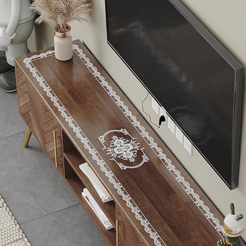 pv c视软玻璃电桌柜桌垫透明蕾丝餐布防水防油水晶RBL041板茶几垫