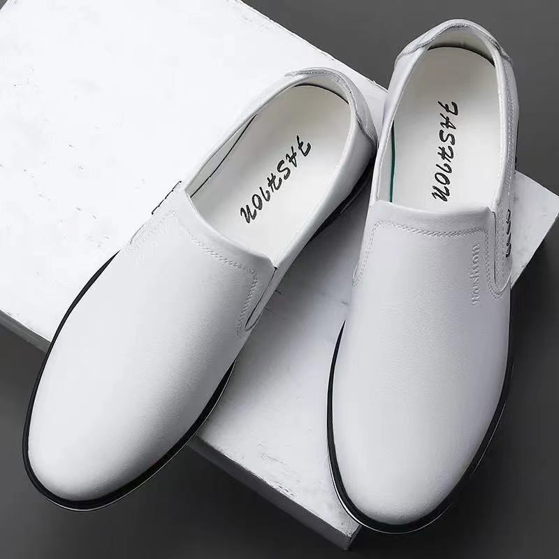 2024春季皮鞋软皮男鞋软底男士商务休闲鞋夏季英伦时尚套脚豆豆鞋