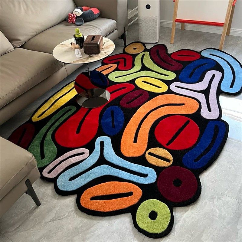 潮流彩色客厅茶几现代不规则地毯卧室书房衣帽间床边手工加厚地毯,居家布艺,地毯,淘宝优惠券,粉丝福利购,淘宝优惠卷