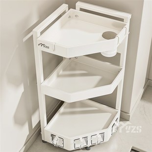 枪灰厨房置物架带盒调料架台面放调味瓶品三角转角多功能收纳架子