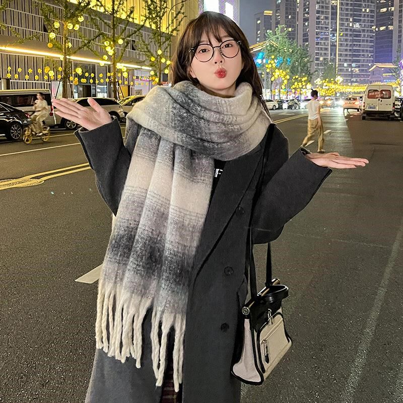 围巾女冬季韩版百搭马海毛秋冬加厚保暖学生长款2024新款围脖两用