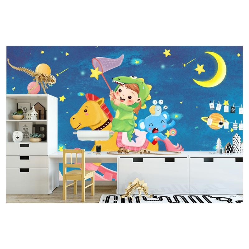 卡通动物墙纸自粘儿童房卧室房间墙壁贴画幼儿园装饰贴纸墙贴壁画