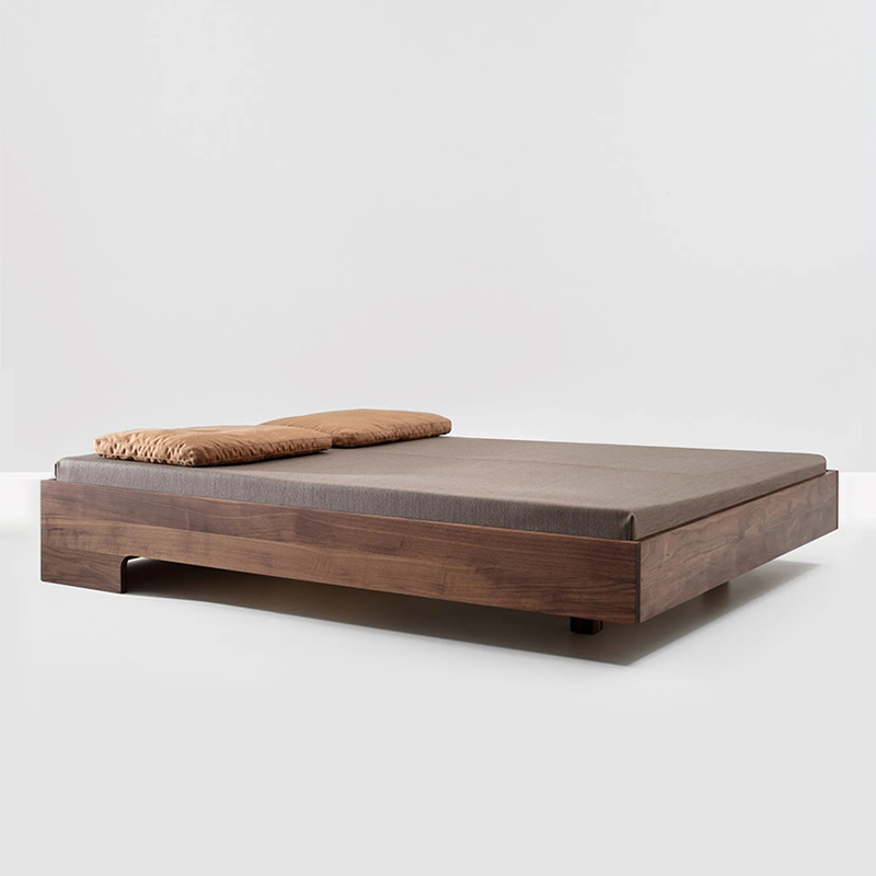 【2024春季新品】芬纳维亚日式榻榻米双人床架Vilo-3黑胡桃实木床