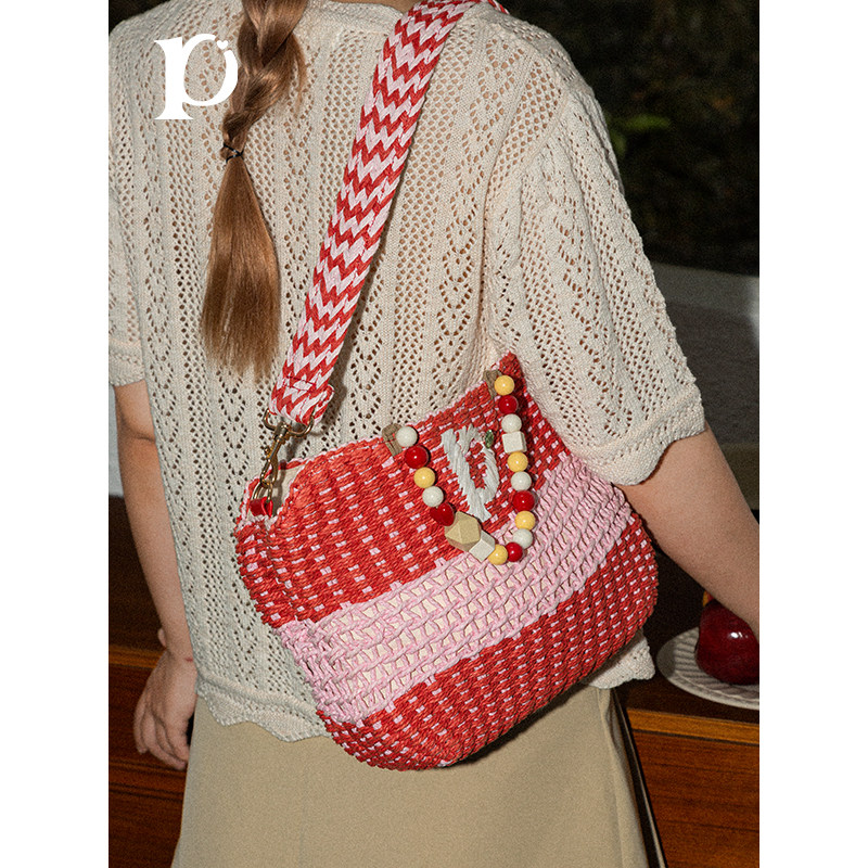 Puui原创单肩包女编织大容量手提包少女可爱ins百搭夏季苹果时尚,箱包皮具/热销女包/男包,单肩包,淘宝优惠券,粉丝福利购,淘宝优惠卷