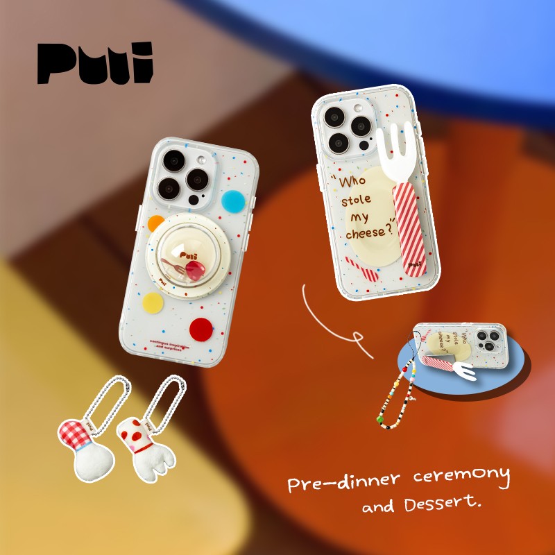【吴宣仪同款】Puui原创饭后甜点彩色全包保护壳16promax可爱磁吸支架手机壳苹果15pro韩系带支架17promax