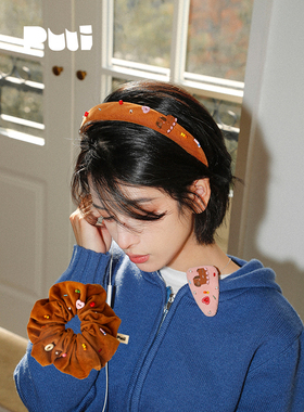 puui原创生活发饰复古秋冬发箍可爱小狗发夹甜酷发圈头箍高颅顶