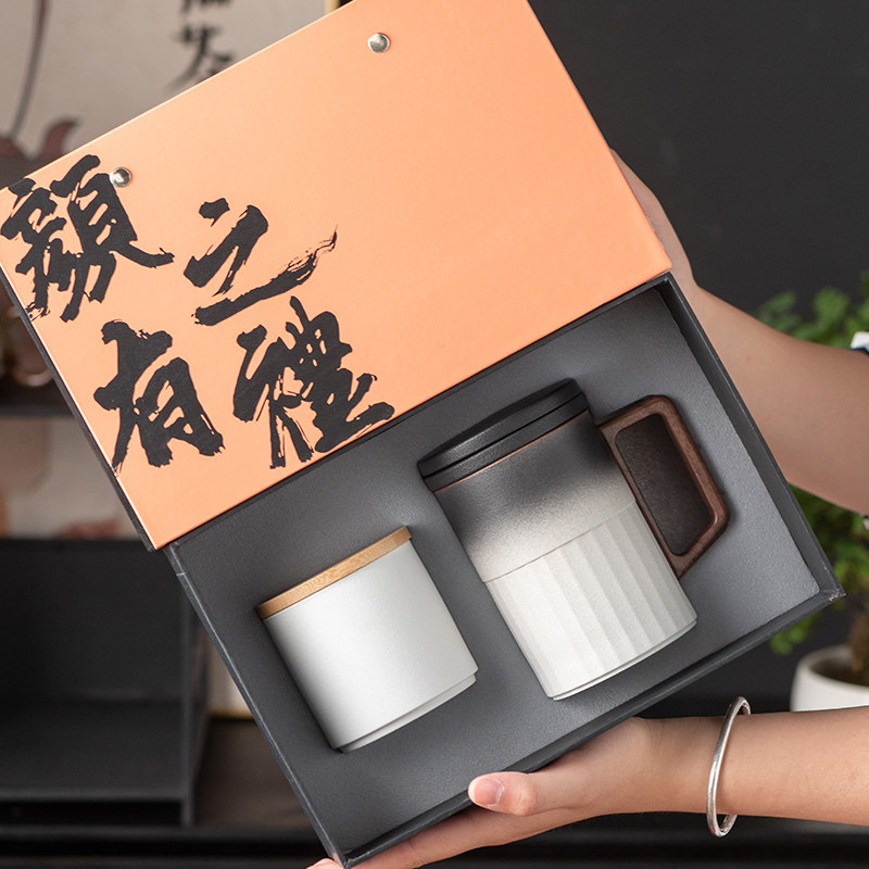 善简茶杯茶水分离l带盖子过滤家用个人杯子男女陶瓷水杯大容量茶