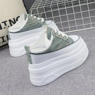 内增高12公分包头半拖鞋女外穿夏季厚底10cm无后跟一脚蹬懒人凉拖