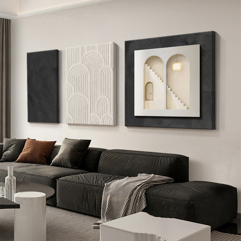 现代简约客厅装饰画意式黑白艺术抽象极简高级感沙发背景墙挂画,家居饰品,现代装饰画,淘宝优惠券,粉丝福利购,淘宝优惠卷