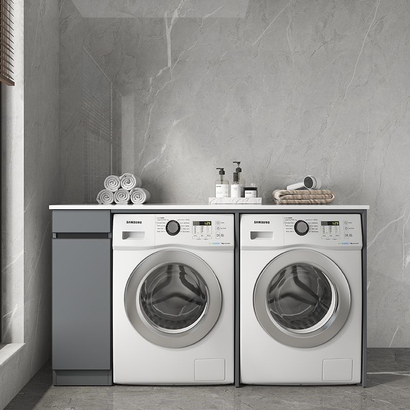 蜂窝铝阳台组合洗衣柜双洗衣机柜烘干机岩板台面定制无水池洗手盆