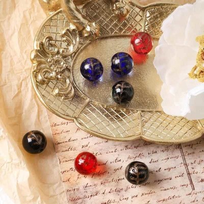 夜光金粉沙琉璃珠散珠通透水晶圆珠子手工饰品手链挂配件