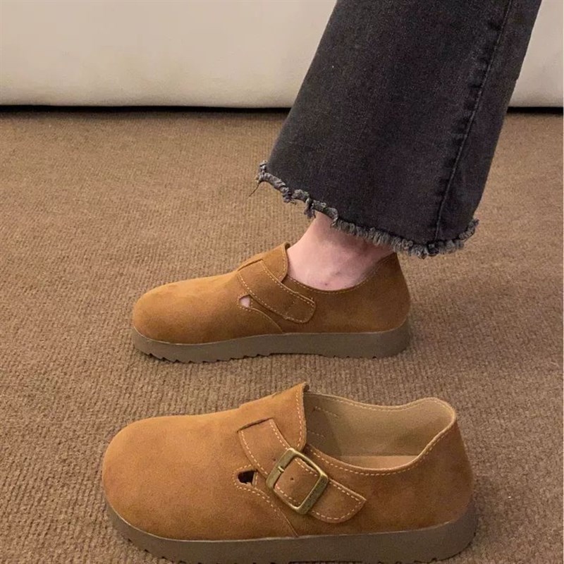 厚底全包勃肯鞋女20p24新款秋季一脚蹬单鞋美拉德复古博肯豆豆