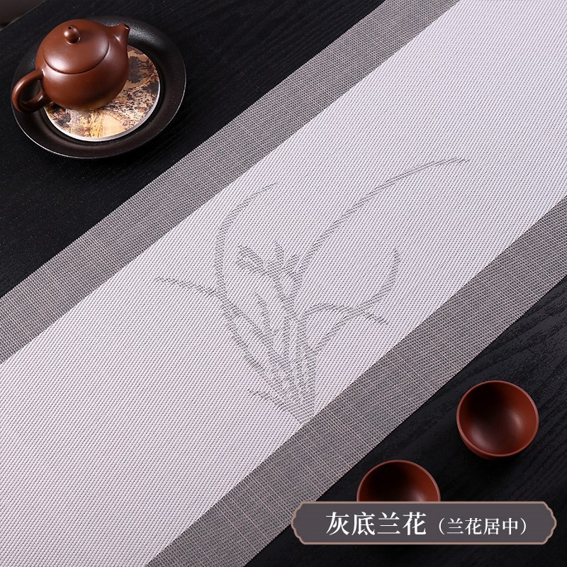 茶席中式禅意桌旗中国风梅花牡丹C茶台布艺长条桌布防水茶旗茶垫