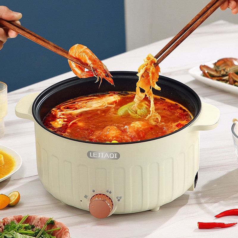 电煮锅多功能家用学生宿舍煮面小电锅电H炒菜炒锅蒸煮一体火锅2人