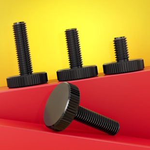 GB835黑色平头滚花手拧螺丝镀黑锌大头手拧调节螺钉M3M4M5M6M8M10