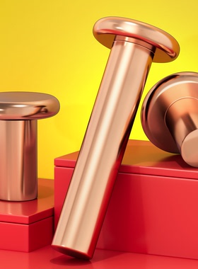 紫铜平头实心铆钉GB109平帽铜钉敲击式平圆头柳钉Φ1.5M2M3M4M5M8