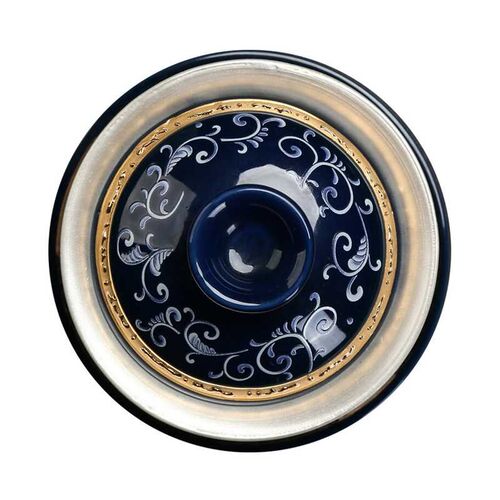 艾喜仕茶具 青花瓷银茶具999 加厚功夫盖碗鎏银茶杯碗茶具镶金陶