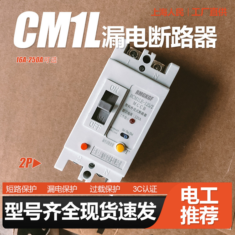 CM1LE单相2P漏电断路器63A 8u0A 100A 125A 220V 250A空气开关160