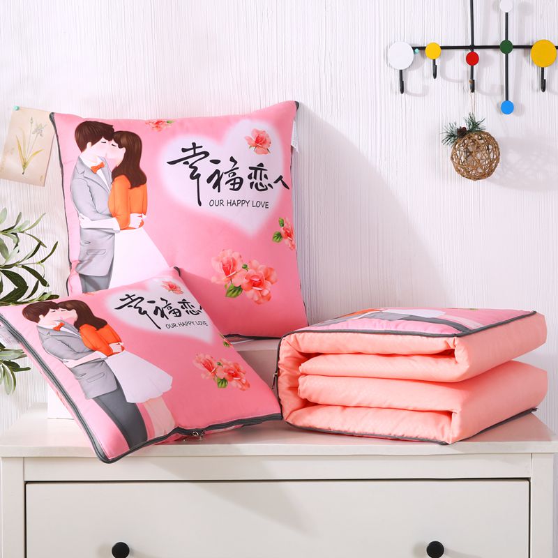 抱枕被子两用情侣多功能办公室午睡折叠被子沙发靠枕车载靠背卡通