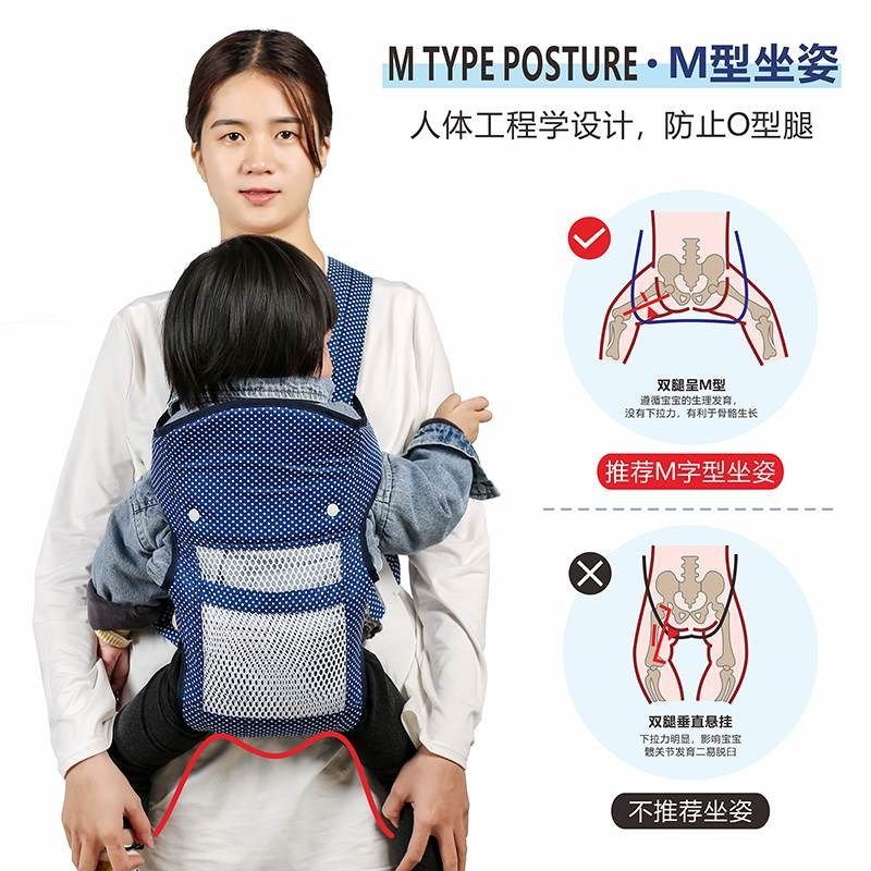 新款婴儿背带前后两用横抱式背篼夏季透气网简易外出四季多功能A