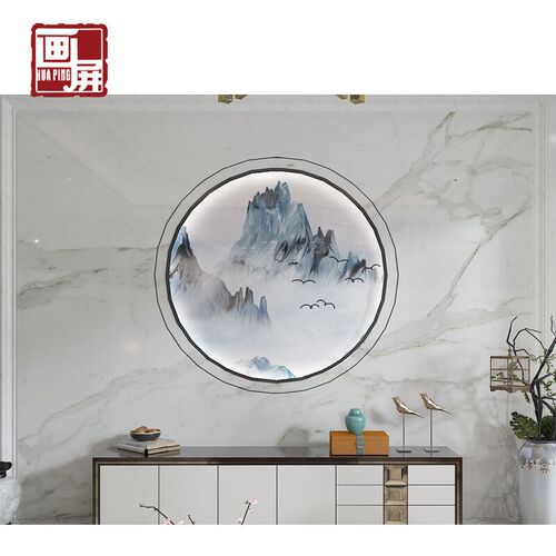 画屏瓷砖客厅微晶石电视背景墙现代简约新L中式仿大理石墙砖石材