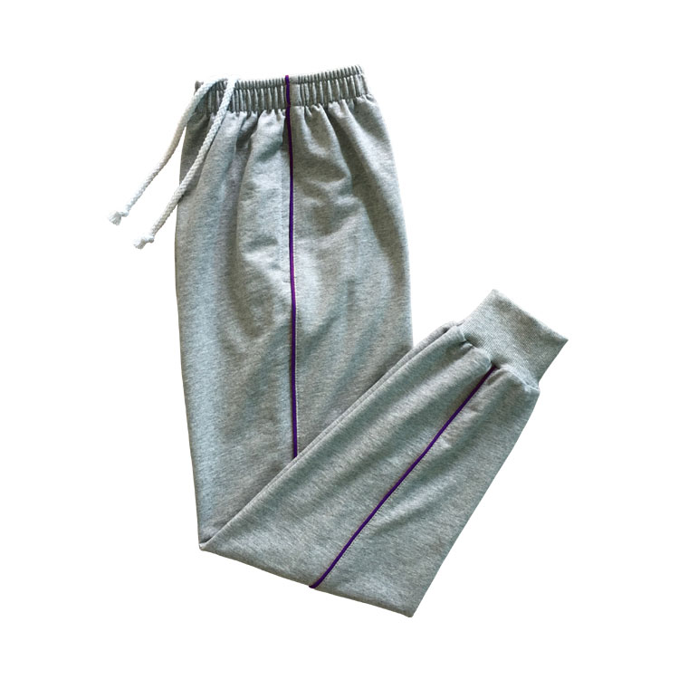 春夏秋款学生裤宽松校服裤灰色紫色细边杠男女运动裤长裤透气